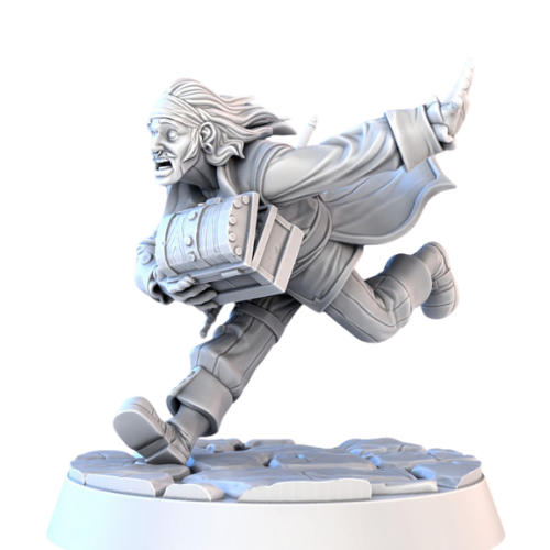 Dungeons & Dragons - STL Miniatures - Pirate running with Treasure Chest