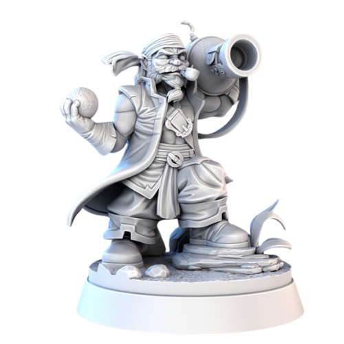 Dungeons & Dragons - STL Miniatures - Pirate Halfling with Cannon