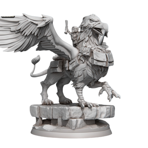Dungeons & Dragons - STL Miniatures - Griffon with Halfling