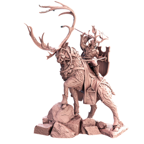 Dungeons & Dragons - STL Miniatures - Silvan Elf Lord on Stag Mount