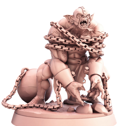 Dungeons & Dragons - STL Miniatures - Orc Slave with ball on chain