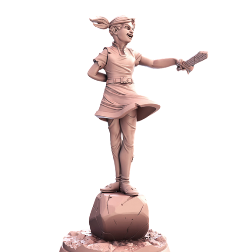 Dungeons & Dragons - STL Miniatures - Townsfolk Girl standing on Stone