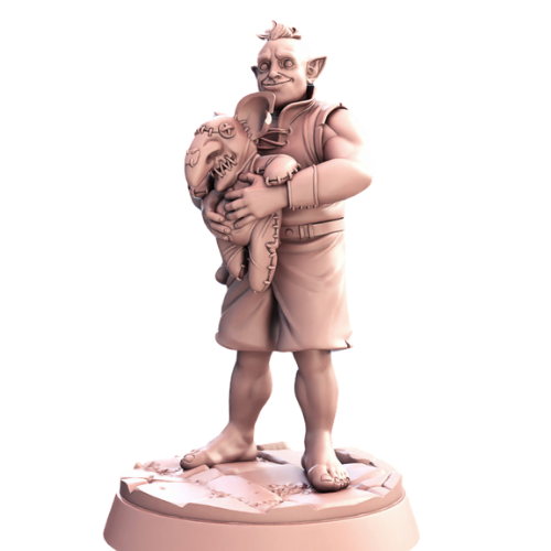 Dungeons & Dragons - STL Miniatures - Townsfolk Orc Boy with Toy