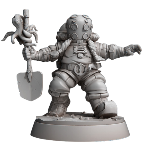 Dungeons & Dragons - STL Miniatures - Dwarf Underwater Treasure Hunter