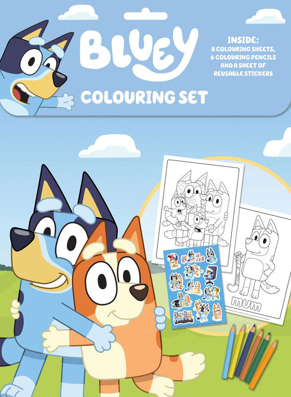 Bluey - Farvelægningsbog - 8 Billeder - 6 Farver
