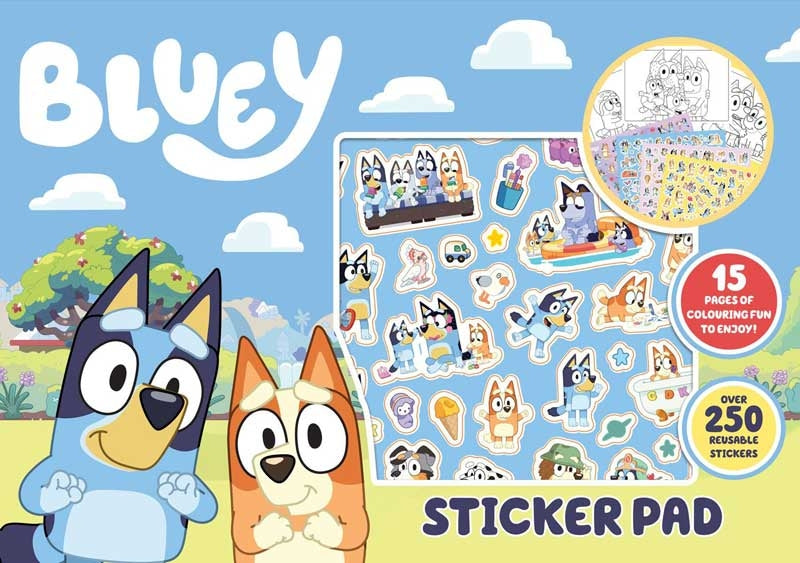 Bluey - Klistermærke Bog - 250 Genanvendelige Klistermærker - 15 Sider at Udsmykke
