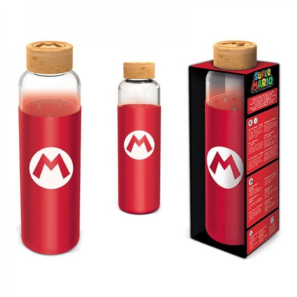 Super Mario - Mario Vandflaske (Glas m. trælåg)