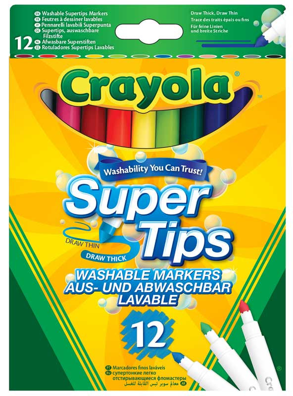 Crayola - Super Tips - Vaskbare Tusser - 12 farver