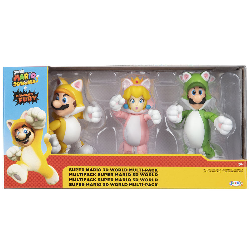 Super Mario Bros - Cat Mario, Cat Luigi & Cat Princess Peach 3 Figurer 10cm