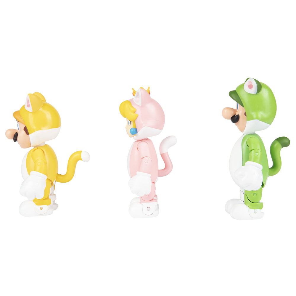 Super Mario Bros - Cat Mario, Cat Luigi & Cat Princess Peach 3 Figurer 10cm
